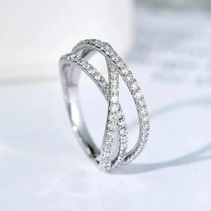 Fashion Contracted Cross Ring for Women Cubic Zirconia Sparkling Wedding Bands
