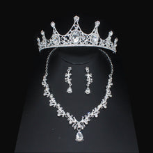 Carica l&#39;immagine nel visualizzatore di Gallery, Luxury Crystal Bridal Jewelry Sets Women Tiara/Crown Earrings Choker Necklace Set dc30 - www.eufashionbags.com