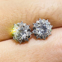 Charger l&#39;image dans la galerie, Flower Shaped Stud Earrings Crystal Cubic Zirconia Jewelry he175 - www.eufashionbags.com
