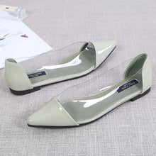 Laden Sie das Bild in den Galerie-Viewer, Women Patchwork Transparent Flats Pointy Toe Plus Size 3-48 Green Grey Yellow Slip-ons Candy Colors Shoes