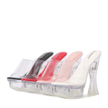 Cargar imagen en el visor de la galería, Fashion Colored Sandals for External Wear Women Slippers Pumps Transparent Platform Crystal Heel Shoes Plus Size 43 High Heels