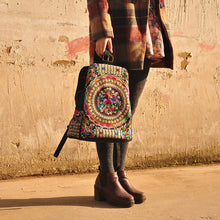 画像をギャラリービューアに読み込む, Vintage Artistic Women Canvas Backpacks Handmade Floral Embroidery Large Rucksack w110