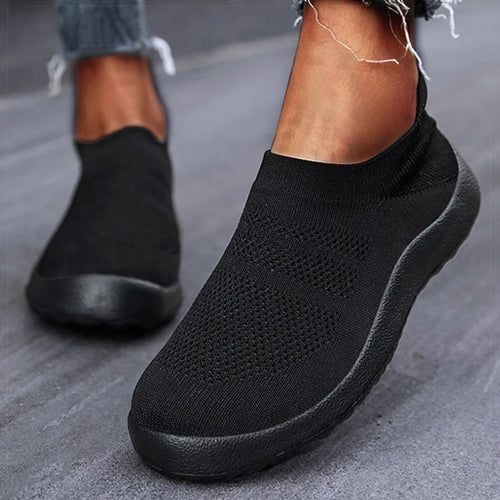 Women Shoes 2024 New Knitting Sock Flat Shoes White Sneakers Women Loafers Lightweight Casual Shoes Female Flats Sports Shoes