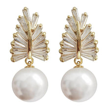 Load image into Gallery viewer, Fashion Leaf Design Imitation Pearl Dangle Earrings Women Wedding Jewelry he29 - www.eufashionbags.com