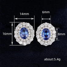 Cargar imagen en el visor de la galería, Blue Cubic Zirconia Women&#39;s Stud Earrings Wedding Anniversary Party Accessories Jewelry