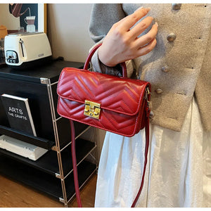 Light Luxury Texture Women High-End Red Crossbody Bag Winter New Fashion Retro Handbag