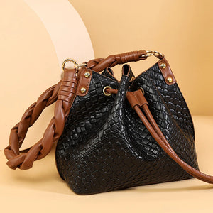 Luxury PU Leather Designer Shoulder Bag Women Fashion Bucket Handbag Crossbody Purse a174