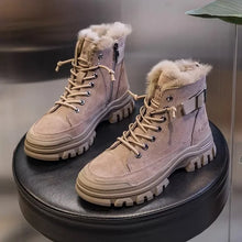 Carica l&#39;immagine nel visualizzatore di Gallery, Winter Women Snow Boots Thick Sole Warm Plush Genuine Leather Shoes