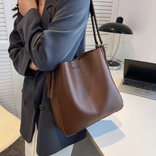 Carica l&#39;immagine nel visualizzatore di Gallery, 2 Pieces Small Pu Leather Shoulder Handbag for Women Vintage Fashion Crossbody Bags