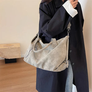 Large Leather Velvet Shoulder Bags for Women Retro Handbags Travel Crossbody Bag a117
