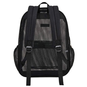 Black Mesh Backpack with Padded Shoulder Straps Beach Knapsack q53
