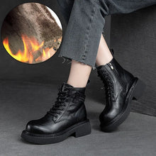 Load image into Gallery viewer, 6cm Ankle Plush Boots Genuine Leather Booties Woman Warm Moccasins Ethnic Shoes q155