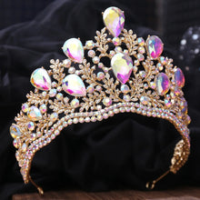 Load image into Gallery viewer, Baroque Luxury Big Rhinestone Water Drop AB Color Crystal Bridal Tiaras Crown Headpiece Pageant Diadem Wedding Hair Accessories