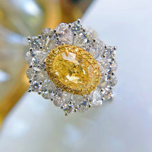 Carica l&#39;immagine nel visualizzatore di Gallery, Fashion Exaggerated Rings For Women Silver Color Resizable Egg CZ Yellow Temperamental Wedding Ring Retro Jewelry