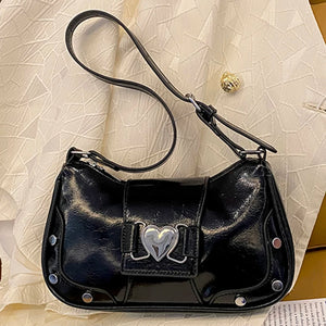 PU Leather Stylish Satchel Bags Waterproof Women Daily Shoulder Bag Adjustable Strap Y2K Solid Color Messenger Bag