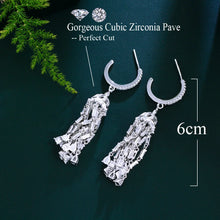 Load image into Gallery viewer, Luxury Cubic Zirconia Long Dangle Bridal Earrings for Women Water Drop Tassel Chandelier Ear Jewelry z02