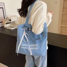 画像をギャラリービューアに読み込む, Letter Design Big Denim Shopper Shopping Bags for Women 2024 Fashion Travel Shoulder Bag Casual Tote Bag