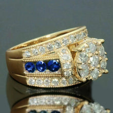 Laden Sie das Bild in den Galerie-Viewer, Blue Cubic Zirconia Women Rings Luxury Gold Color Finger Accessories for Wedding Anniversary Party Jewelry