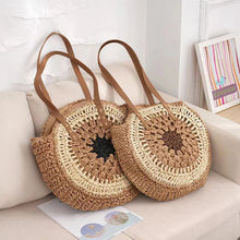 画像をギャラリービューアに読み込む, Straw Crochet Round Shoulder New Single Shoulder Women&#39;s Bag Beach Leisure Travel Handbag Totes