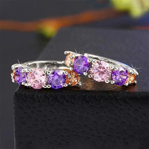 Purple Cubic Zircon Hoop Earrings for Women Luxury Charming Wedding Party Accessories t22 - www.eufashionbags.com