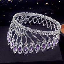 Carica l&#39;immagine nel visualizzatore di Gallery, Pageant Crown Crystal Tiaras Headdress Royal Queen Prom Wedding Hair Jewelry Bridal Head Accessories