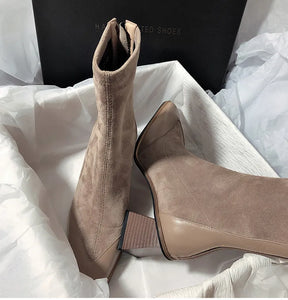 Winter Women's Ankle Boots Fashion Pointed Toe High Heel Short Boats h20