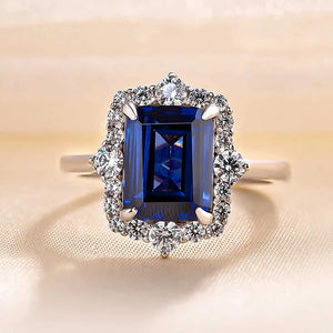 Blue Cubic Zirconia Women Rings for Wedding Geometric Shaped Engagement Jewelry n215