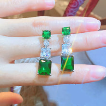 Cargar imagen en el visor de la galería, Fashion 925 Silver Needle Statement Earrings Emerald Paraiba Tourmaline Stone Drop Earrings x32