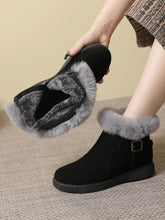 Cargar imagen en el visor de la galería, Round Toe Fur Women Snow Boots Genuine Leather Ankle Boots q159
