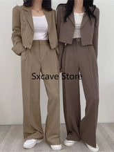 Charger l&#39;image dans la galerie, Blazer Suits Long Sleeve Fashion Coat Black High Waisted Pants Two Piece Sets Women Outifits