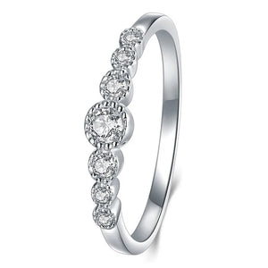 Silver Color Wedding Ring for Women Paved Round Cubic Zirconia rings x30