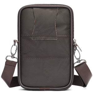 Small Genuine Leather Men's Shoulder Bag for Phone Belt Pouch Black Leather Messenger Crossbody Bags Mini Bags