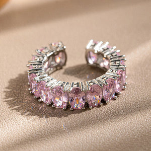 Pink Bright Zircon Rings for Women Ins Fashion Personality Finger Ring