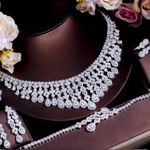 画像をギャラリービューアに読み込む, 4pcs Luxury Tassel Leaf  Jewelry Set Drop Chunky Wedding Dubai White Gold Plated Sets