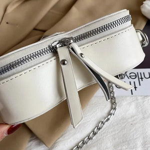 PU Heart Shaped Shoulder Bag Personalized Hardware Chain Crossbody Bag