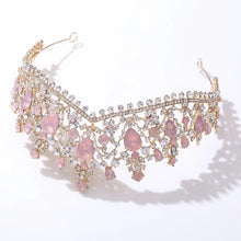 Laden Sie das Bild in den Galerie-Viewer, Baroque Retro Gold Color Purple Crystal Bridal Tiara Crown Rhinestone Pageant Diadem Collares Headpiece