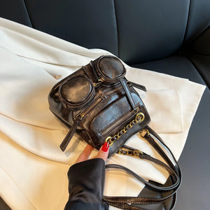 Retro Mini Back Pack PU Leather Backpack Women Shoulder Bags for Teenagers Girls n356
