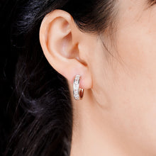 Charger l&#39;image dans la galerie, Hoop Earrings with Princess Cubic Zirconia Ear Circle Earrings for Women x06