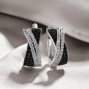 Black/White Cross Earrings for Women Trendy Hoop Earrings Silver Color Fashion Jewelry n219