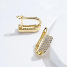 Cargar imagen en el visor de la galería, Modern Fashion Women&#39;s Earrings Gold Color U Shaped Hoop Earrings Full Cubic Zirconia Sparkling Earrings Jewelry
