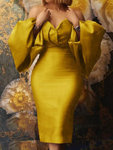 Cargar imagen en el visor de la galería, Women Dress Tube Top Sexy Strapless Stylish Off Shoulder Oversized Lantern Long Sleeve Fashion African Night Party Dresses Robes