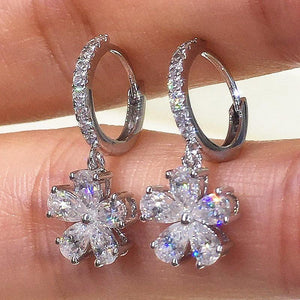Fashion Fresh Crystal Flower Dangle Earrings for Women Jewelry he220 - www.eufashionbags.com