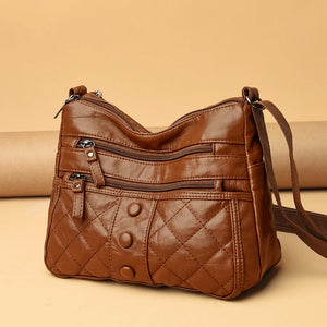 Vintage Pu Leather Women's Purses Large Multi-pocket Crossbody Shoulder Bags W130