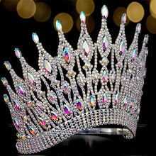Cargar imagen en el visor de la galería, Luxury Big Wedding Crown Crystal Large Round Queen Wedding Hair Accessories y101