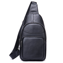 Carica l&#39;immagine nel visualizzatore di Gallery, Men&#39;s Chest Bag Cowhide Genuine Leather Sling Bag Casual Traveling Chest Pack Black Men&#39;s Messenger Shoulder Bags