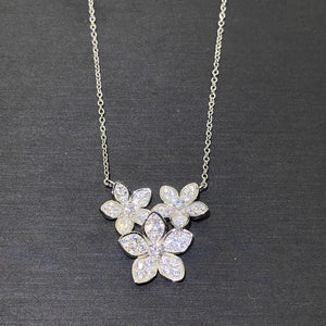 3Pcs Flowers Design Pendant Necklace New for Women Aesthetic Bridal Wedding Neck Accessories Fancy Gift Statement Jewelry
