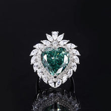 Charger l&#39;image dans la galerie, 925 Sterling Silver Mint Green 15*15 High Carbon Diamond Heart-shaped Crystal Ring Necklace Set x16