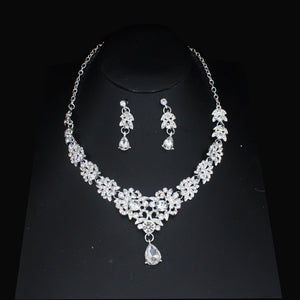 Luxury Crystal Bridal Jewelry Sets For Women Tiara Crown Necklace Earrings Set dc29 - www.eufashionbags.com