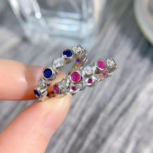 Charger l&#39;image dans la galerie, Luxury Blue/Red Cubic Zircon Promise Rings for Women Silver Color Fashion Accessories Daily Wear Party Jewelry