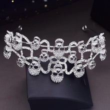 Charger l&#39;image dans la galerie, Silver Colors Rhinestone skull Tiaras and Crowns Headdress Halloween Cosplay Diadem Head Ornaments Hair Jewelry